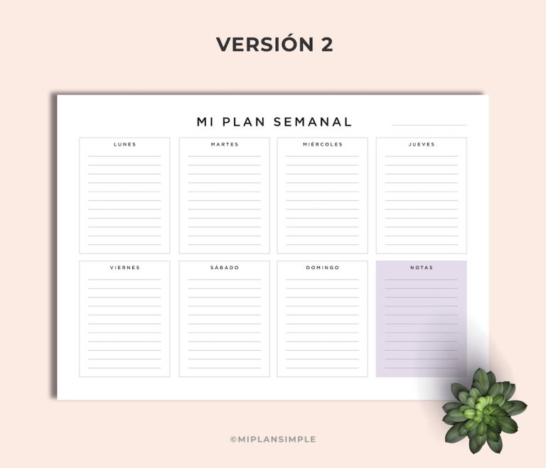 Planificador Semanal Colores PDF Para Imprimir, Carta Y A4, Weekly ...