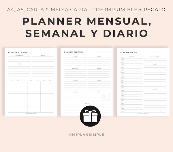 planner mensual bundle imprimible