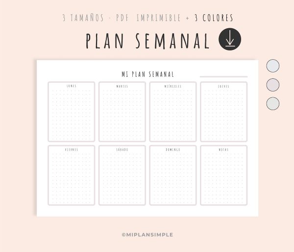 plan semanal imprimible espanol horizontal